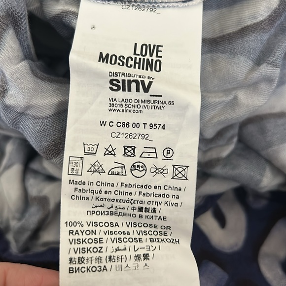 Love Moschino bubble letter blue long sleeve blouse size 6 - Picture 7 of 8